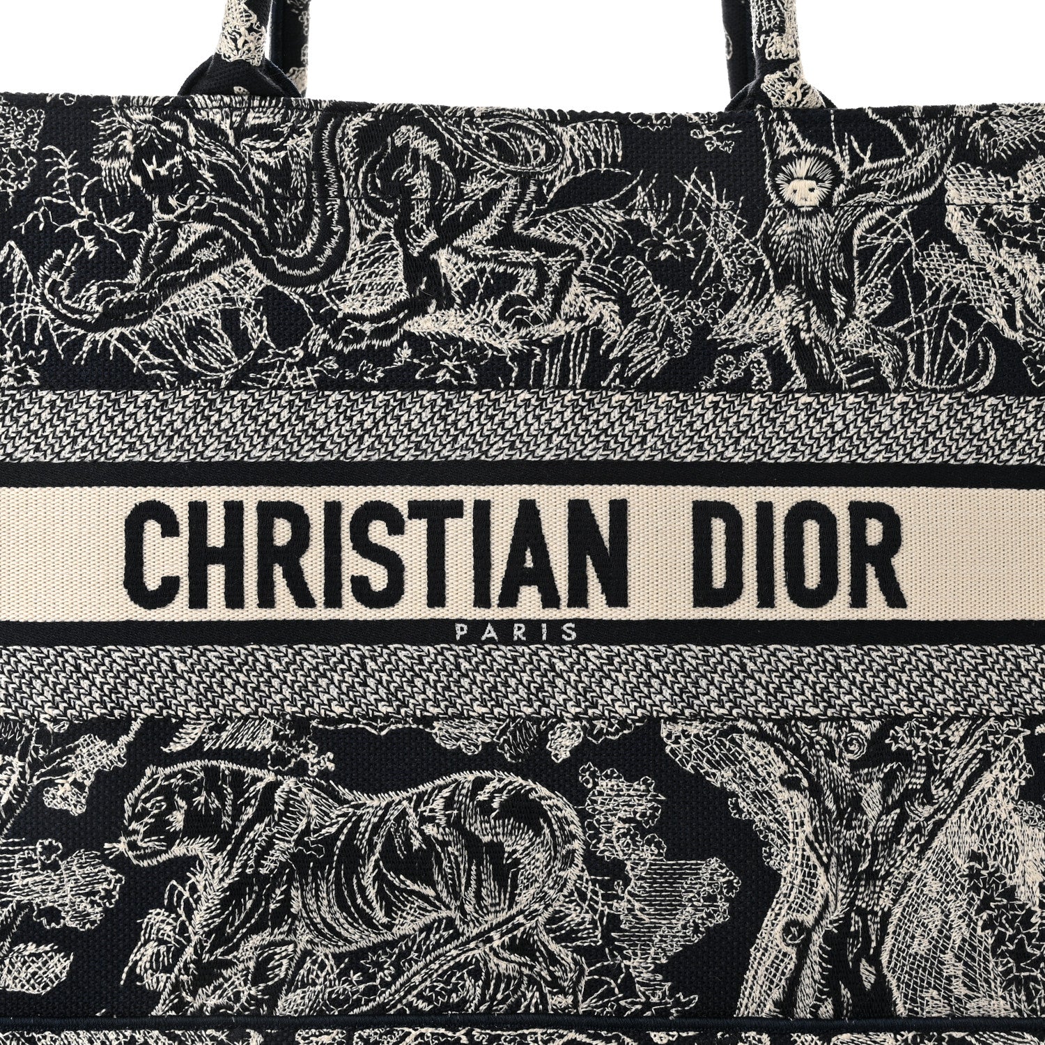 Christian Dior Canvas Embroidered Medium Toile De Jouy Reverse Book Tote Blue 8 of 10