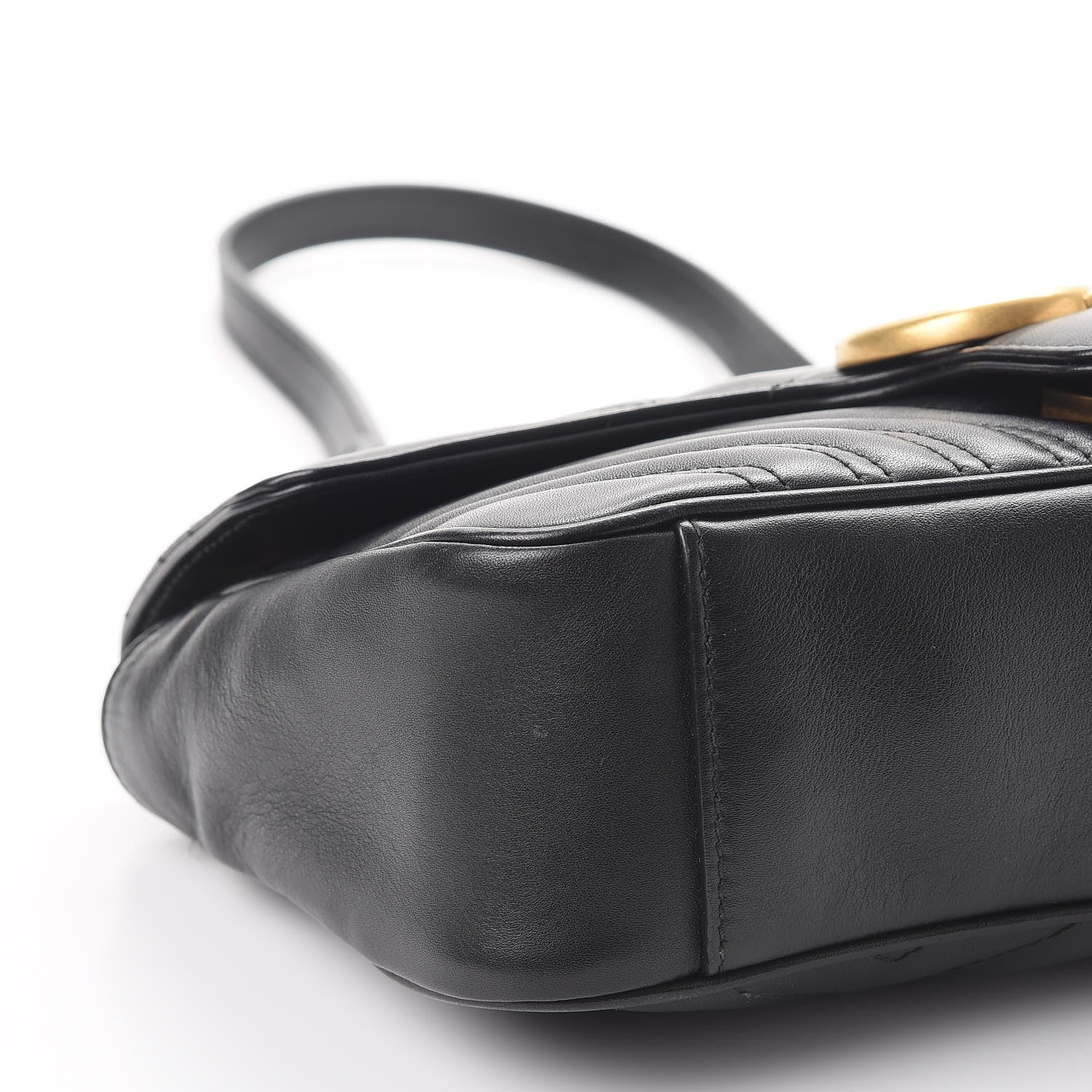Gucci Calfskin Matelasse Small GG Marmont Shoulder Bag Black 12 of 13