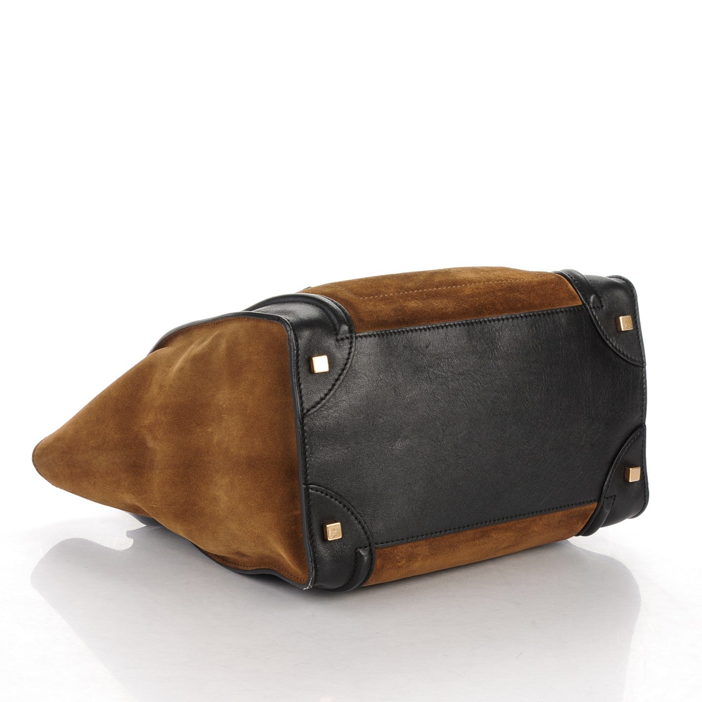 Smooth Calfskin Suede Mini Bi-Color Luggage Black Olive