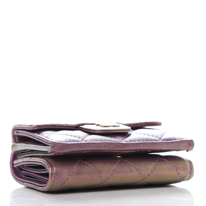 Chanel Iridescent Lambskin Small Quilted Flap Wallet Purple 4 of 8
