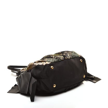 Prada Nylon Python Print Large Bow Bag Verde 4 of 8