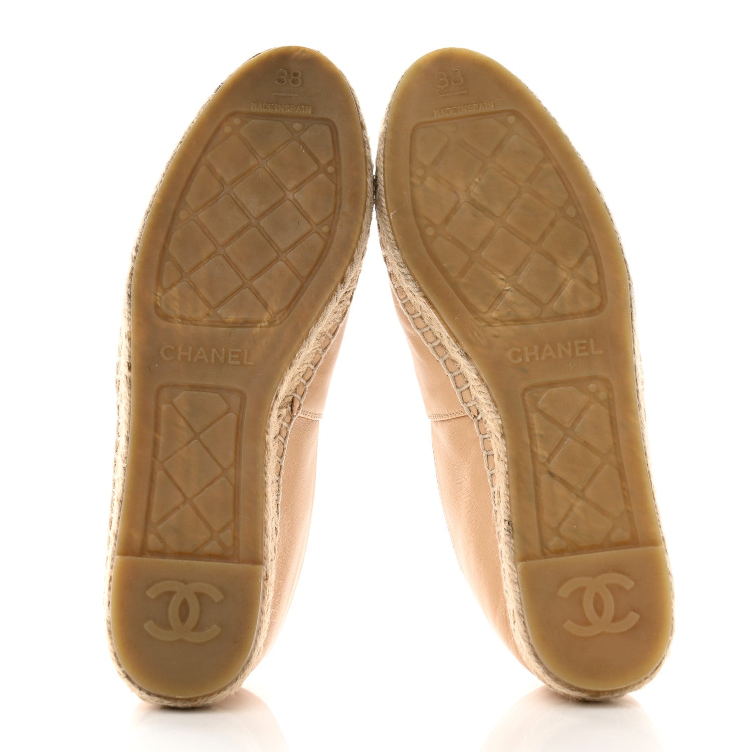 Chanel Lambskin CC Espadrilles 38 Beige Black 5 of 9