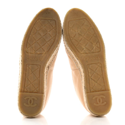 Chanel Lambskin CC Espadrilles 38 Beige Black 5 of 9