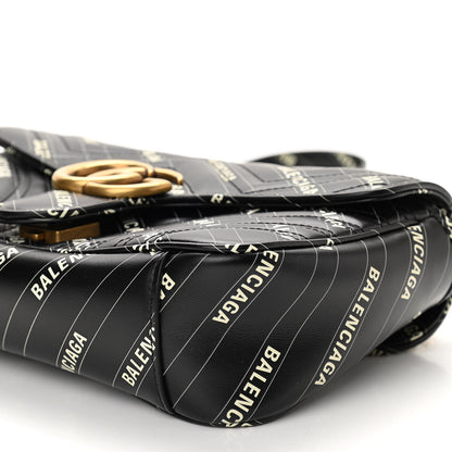 Gucci X BALENCIAGA Calfskin Matelasse Logo Print Small GG Marmont Shoulder Bag Black 10 of 10