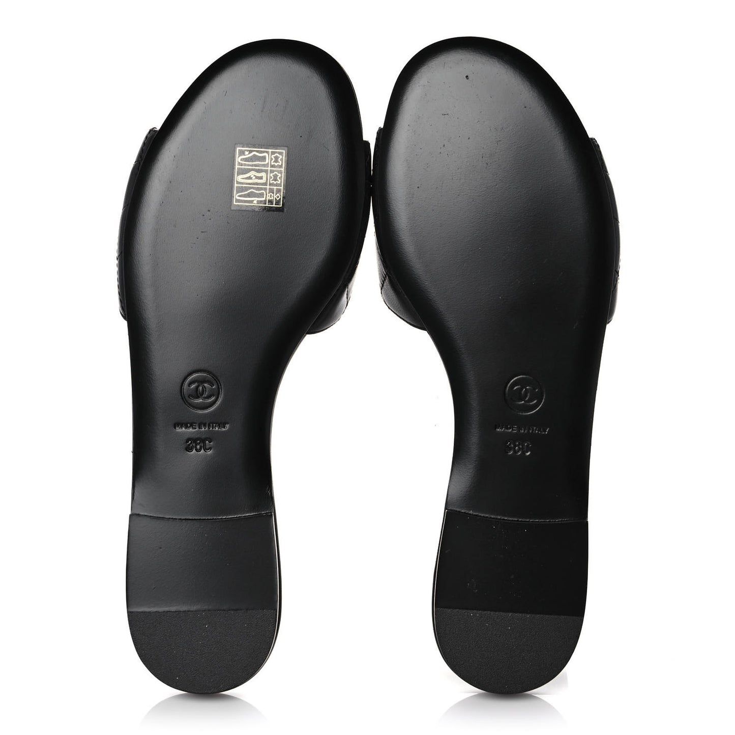 Lambskin Quilted CC Turnlock Sandals 38 Black