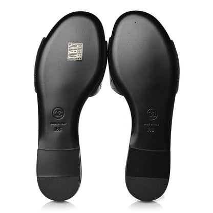 Chanel Lambskin Quilted CC Turnlock Sandals 38 Black 5 of 8
