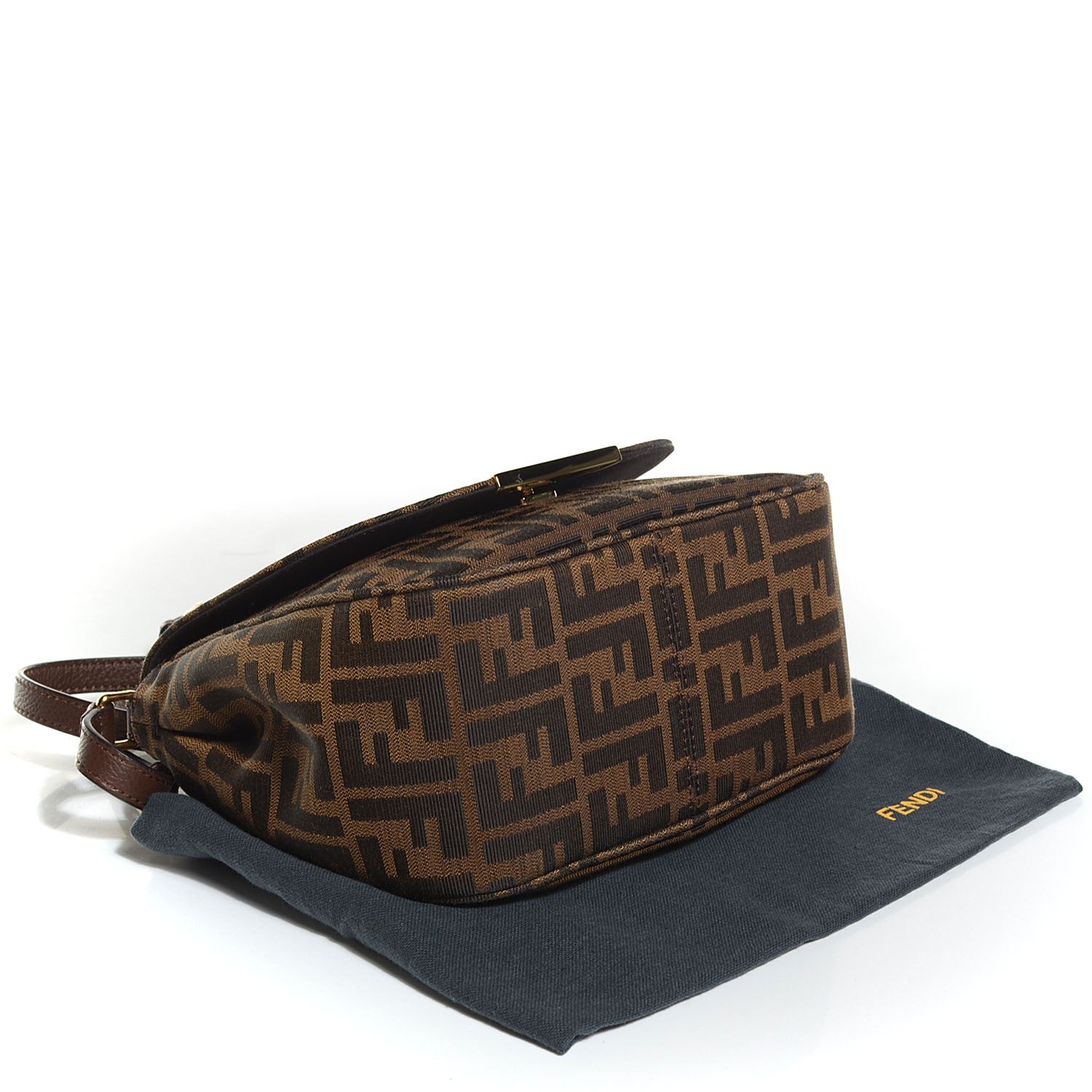 Fendi Zucca Vitello Artic Small Messenger Bag Tobacco Castagna 4 of 10