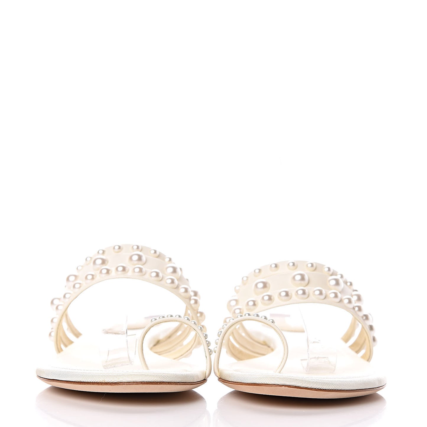 Lambskin Pearl Sandals 38 Beige