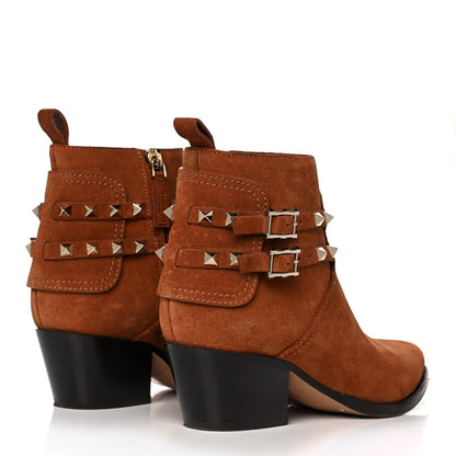 Valentino Garavani Suede Rockstud Double Buckle 50mm Cowboy Ankle Boots 36 Selleria 4 of 11