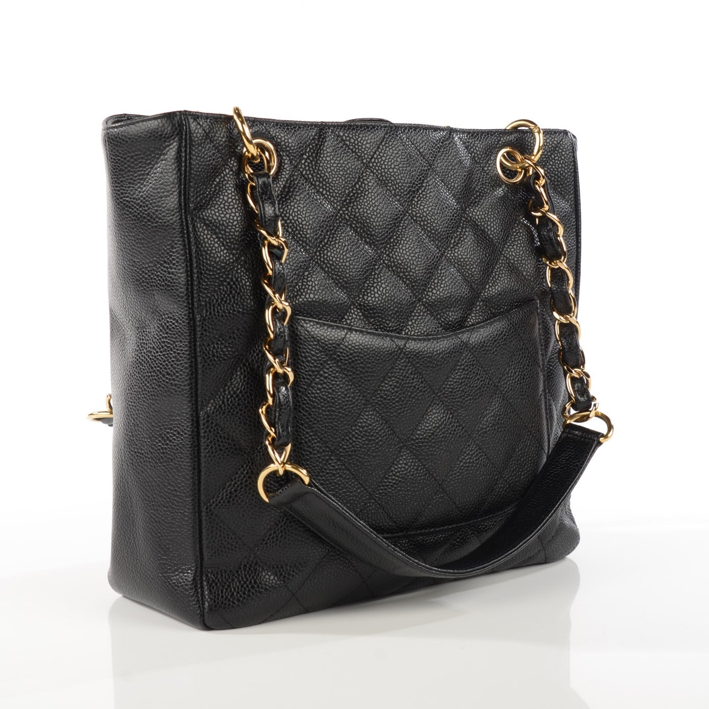 Caviar Quilted Petit Shopping Tote PST Black