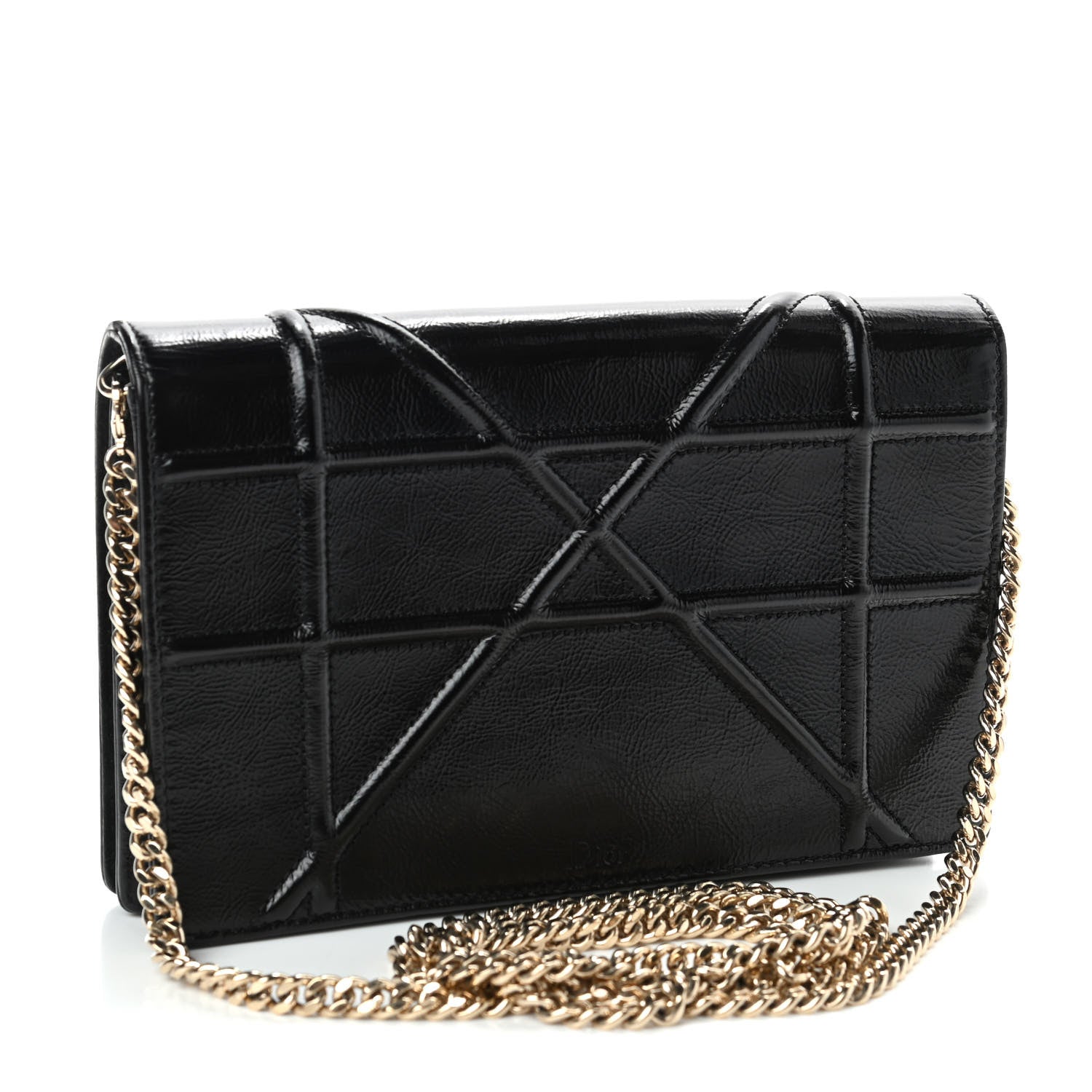 Christian Dior Crinkled Calfskin Diorama Wallet on Chain Pouch Black 2 of 4