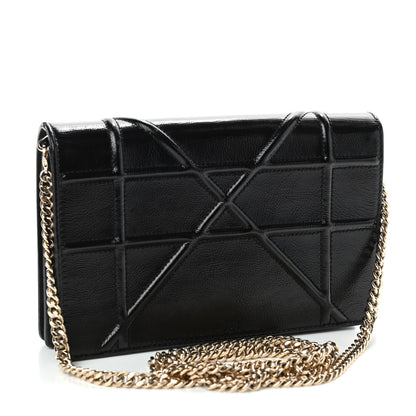 Christian Dior Crinkled Calfskin Diorama Wallet on Chain Pouch Black 2 of 4