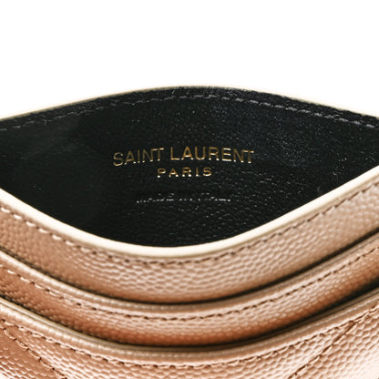 Saint Laurent Grain De Poudre Matelasse Chevron Monogram Credit Card Case Dark Beige 6 of 7