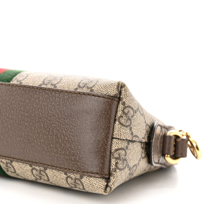 Gucci GG Supreme Monogram Textured Dollar Calfskin Web Small Ophidia Dome Shoulder Bag Beige Ebony New Acero 10 of 11