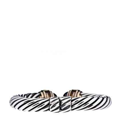 David Yurman Sterling Silver 14K Yellow Gold Hematite Garnet 10mm Cable Classics Bracelet 3 of 4
