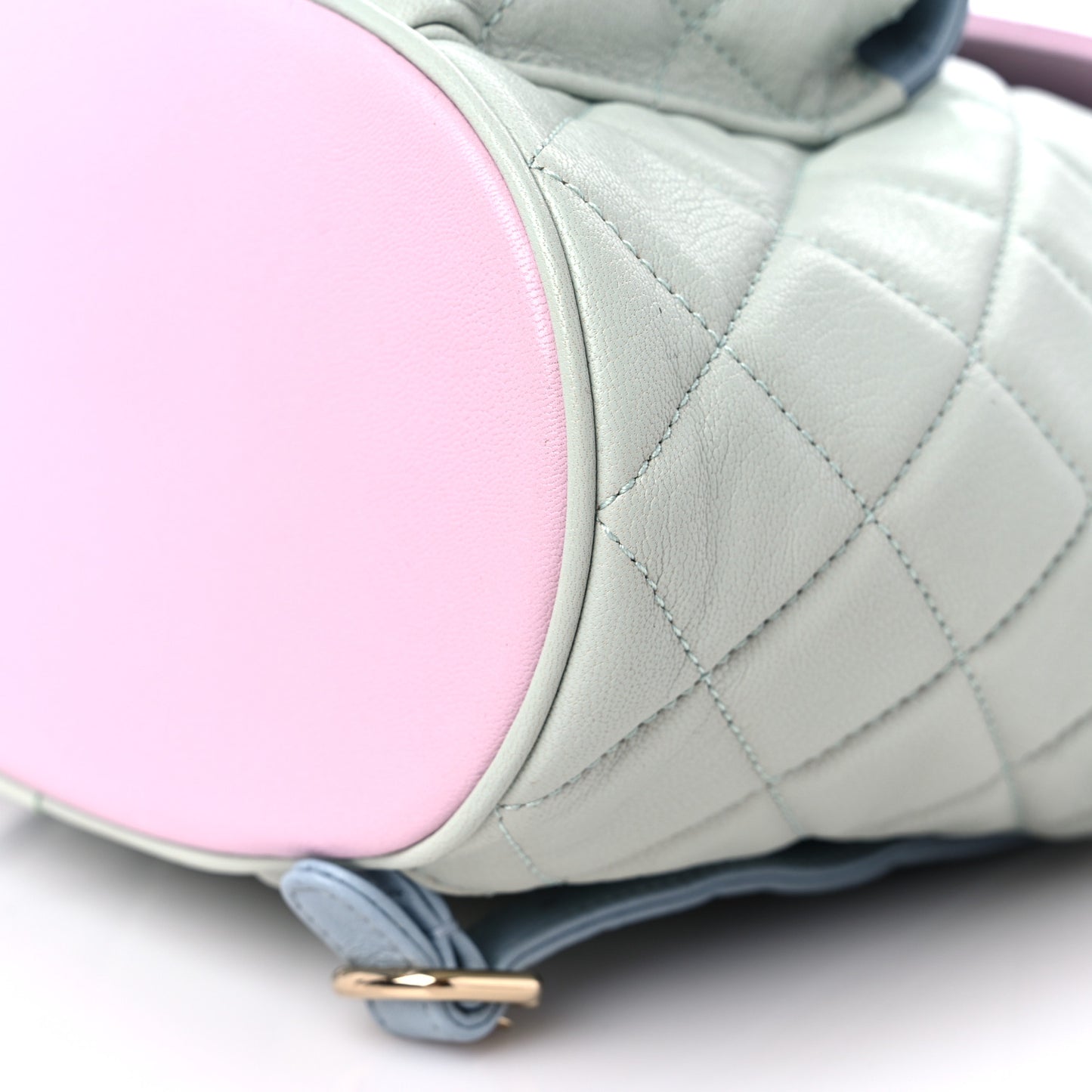 Goatskin Quilted Duma Drawstring Backpack Green Blue Pink