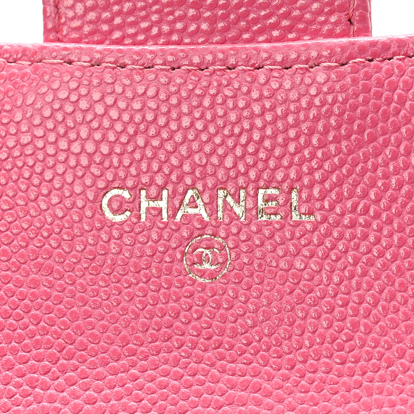 Caviar Quilted Flap Card Holder Wallet Pink