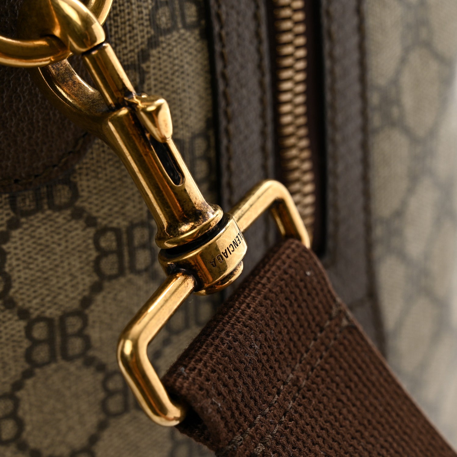 Gucci X BALENCIAGA BB Monogram Web Graffiti Medium Ophidia Carry-On Duffle Bag Beige New Acero 10 of 13