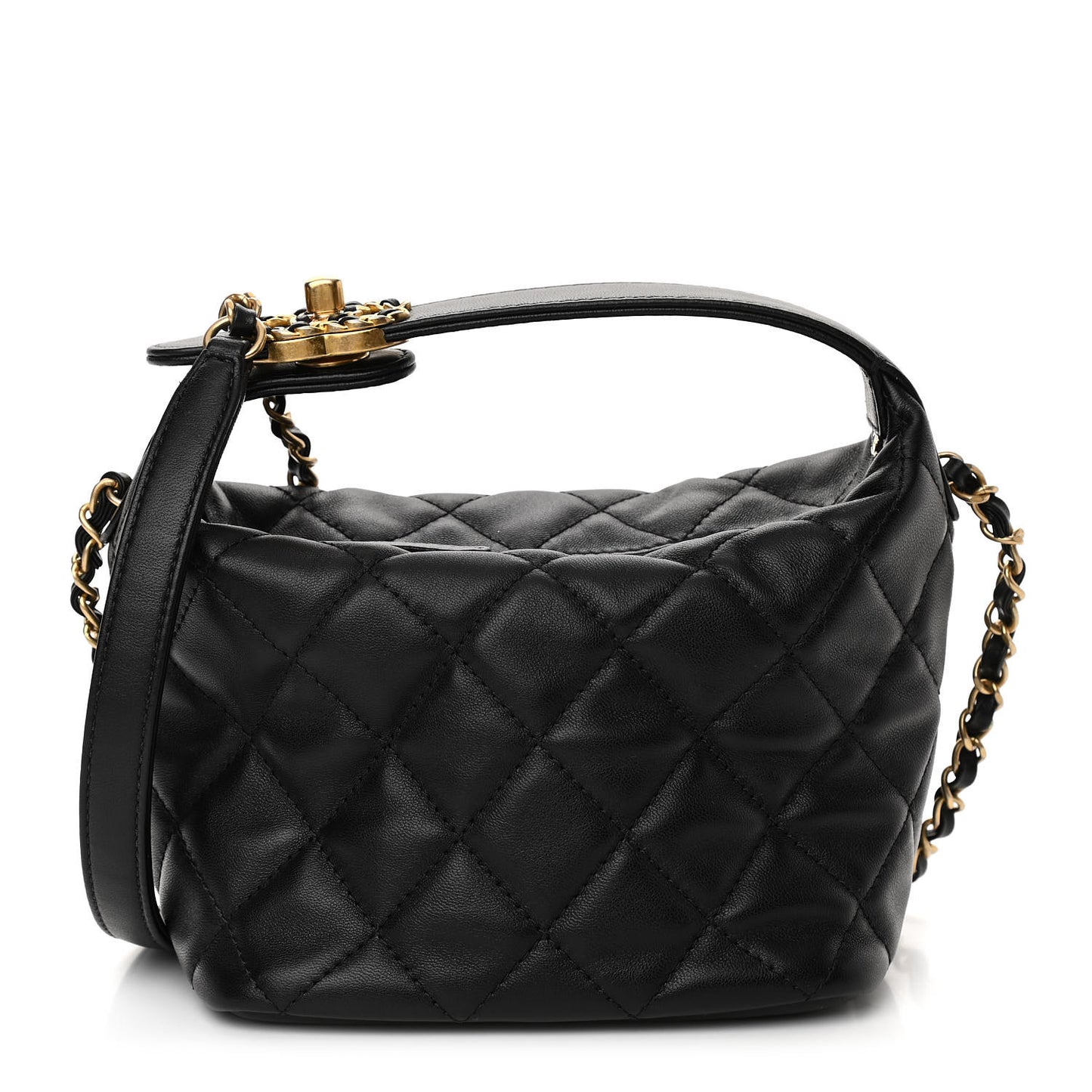 Lambskin Quilted Small Perfect Meeting Hobo Black