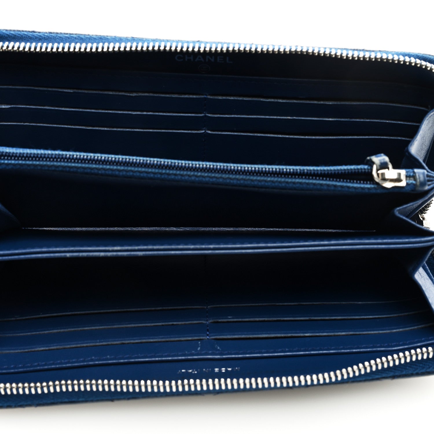 Chanel Caviar Quilted Large Gusset Zip Around Wallet Blue 5 of 7