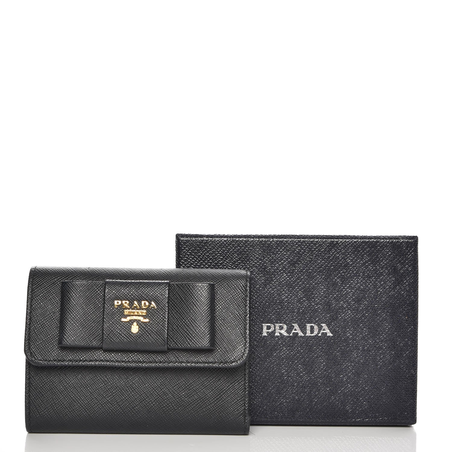 Prada Saffiano Small Fiocco Bow Wallet Nero Black 8 of 8