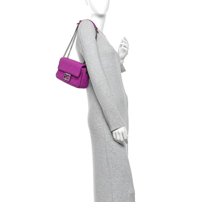 Fendi Technical Fabric FF Midi Chain Baguette Bouganville 2 of 13