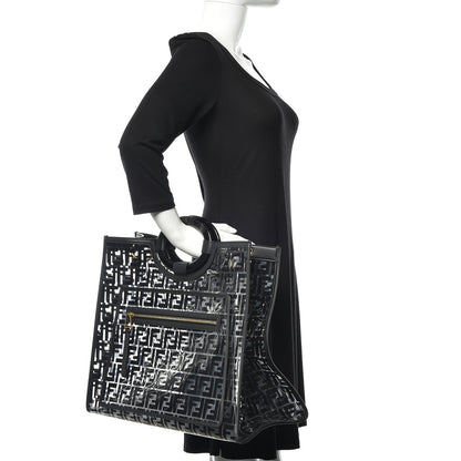 Fendi TPU FF Vitello Century Plexiglass Large Runaway Shopper Tote Black 2 of 12