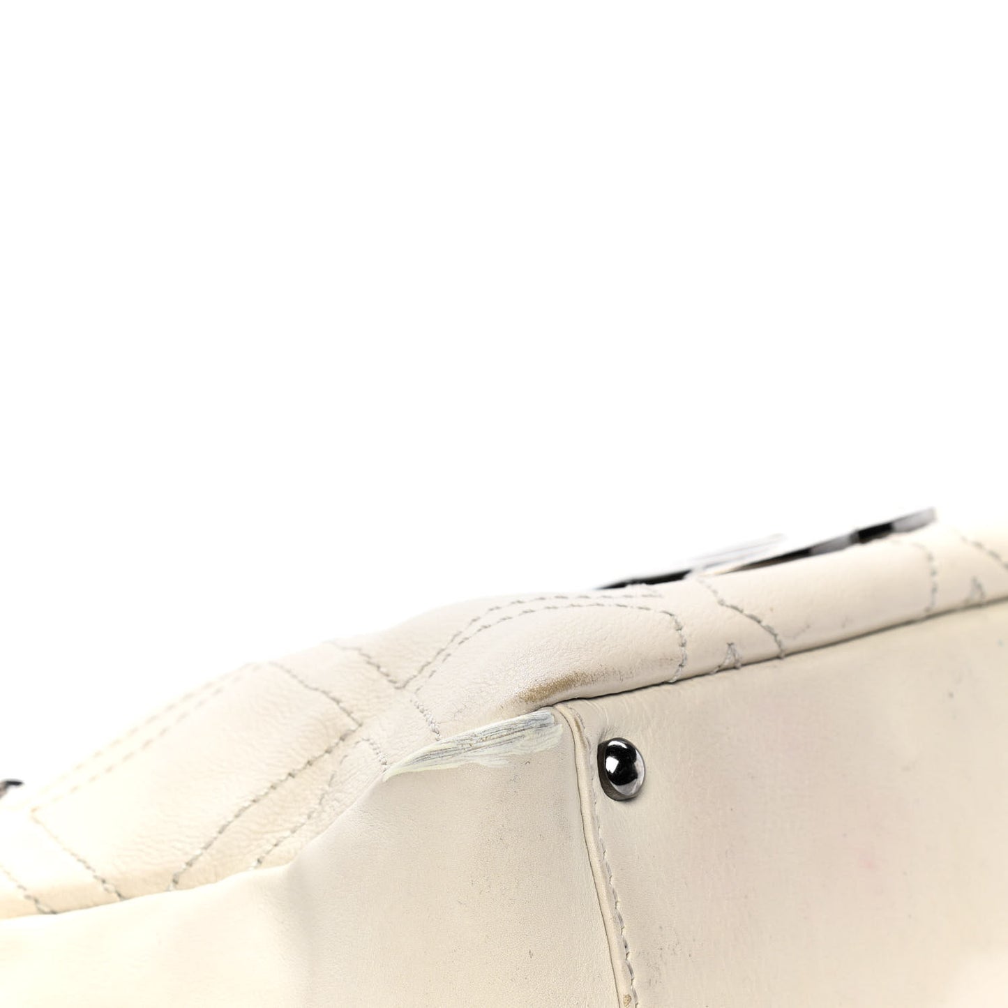 Calfskin Small Diamond Stitch Tote White