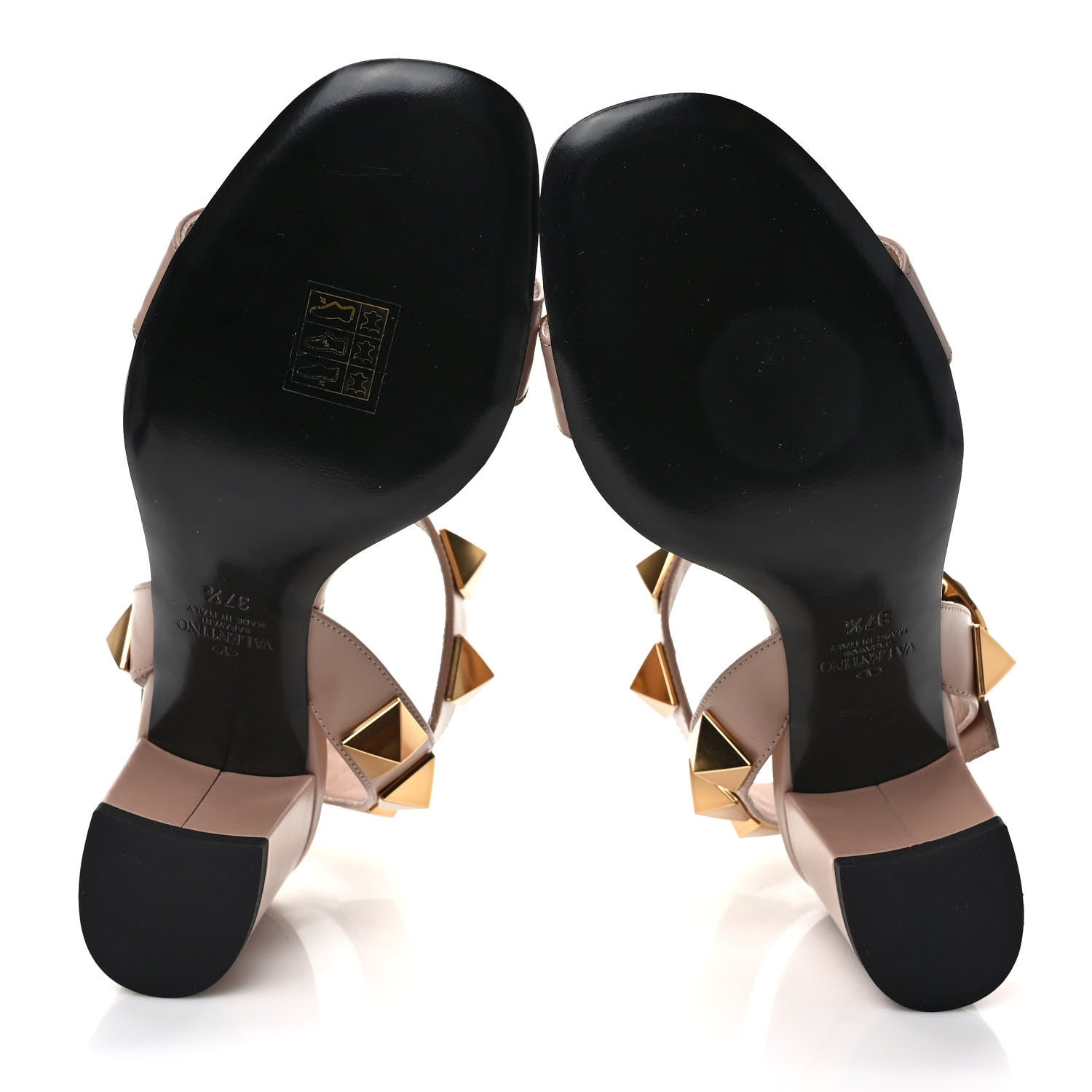 Valentino Garavani Calfskin Roman Stud 60mm Sandals 37.5 Rose Cannelle 5 of 9