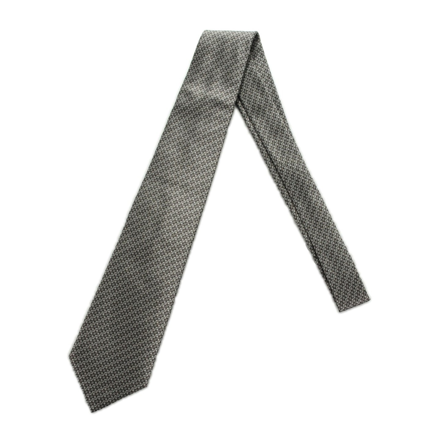 Silk Mens Neck Tie Noir Taupe Gris Clair