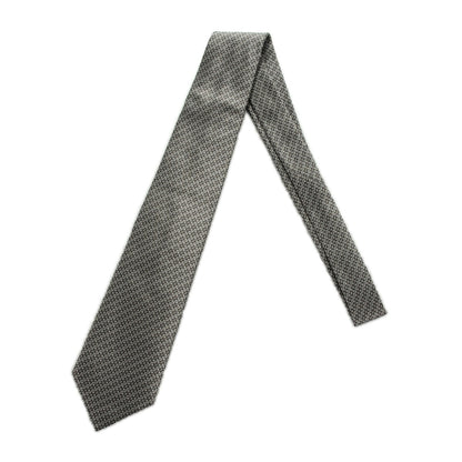 Hermes Silk Mens Neck Tie Noir Taupe Gris Clair 1 of 6