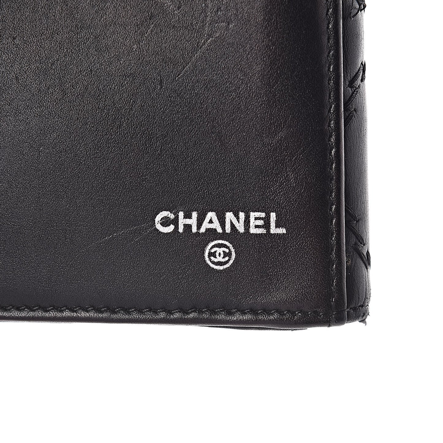 Calfskin Double Stitch Hamptons Flap Wallet Black