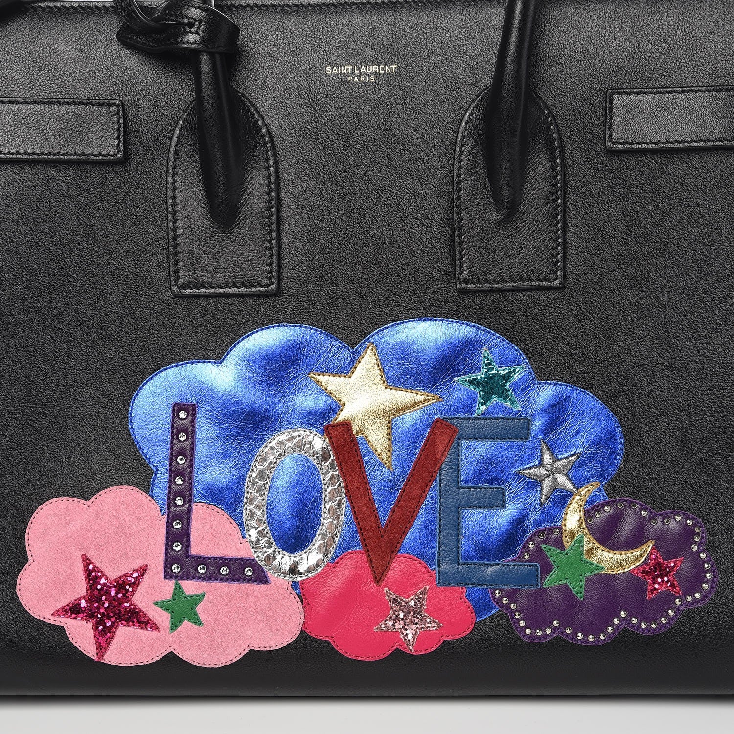 Saint Laurent Calfskin Love Patchwork Small Sac De Jour Black 10 of 11
