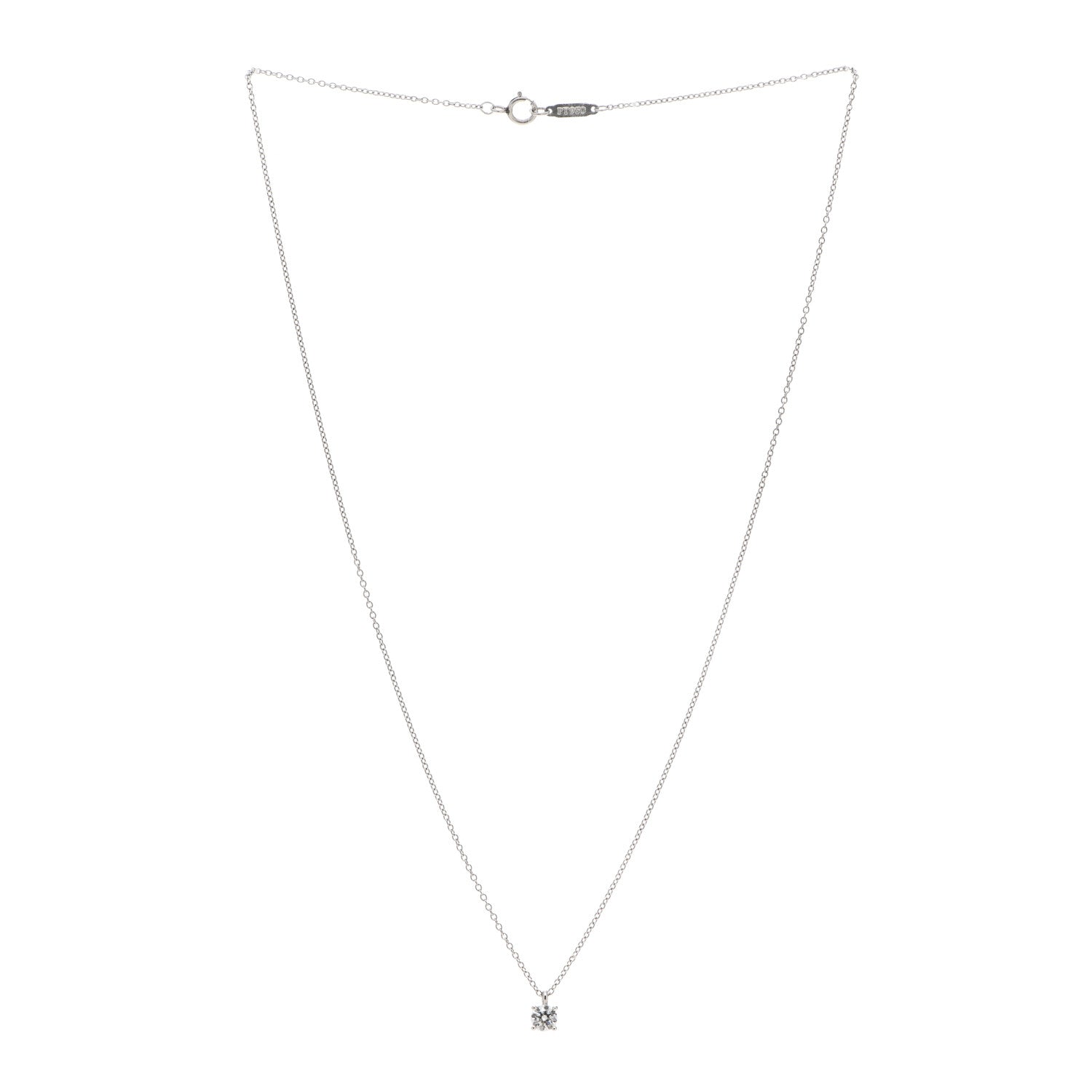 Tiffany Platinum Diamond .28ct Solitaire Pendant Necklace 3 of 6