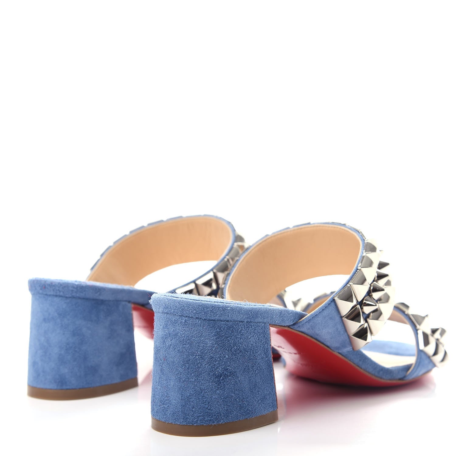 Christian Louboutin Suede Studded Tina Goes Mad 55 Slide Sandals 35 Version Jeans 4 of 10