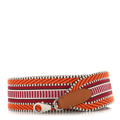 Hermes Toile Swift 50mm Sangle Cavale Shoulder Strap Orange Minium Rose Gold 1 of 4