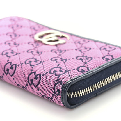Gucci Monogram Multicolor Matelasse Diagonal GG Marmont Zip Around Wallet Pink Blue 8 of 10