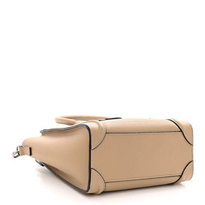 Celine Drummed Calfskin Nano Luggage Dune 4 of 10