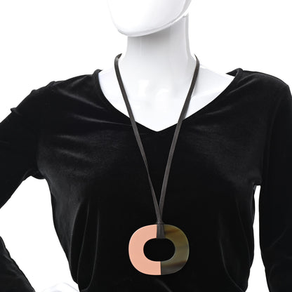 Hermes Buffalo Horn Isthme Pendant Necklace Rose Boudoir 2 of 6