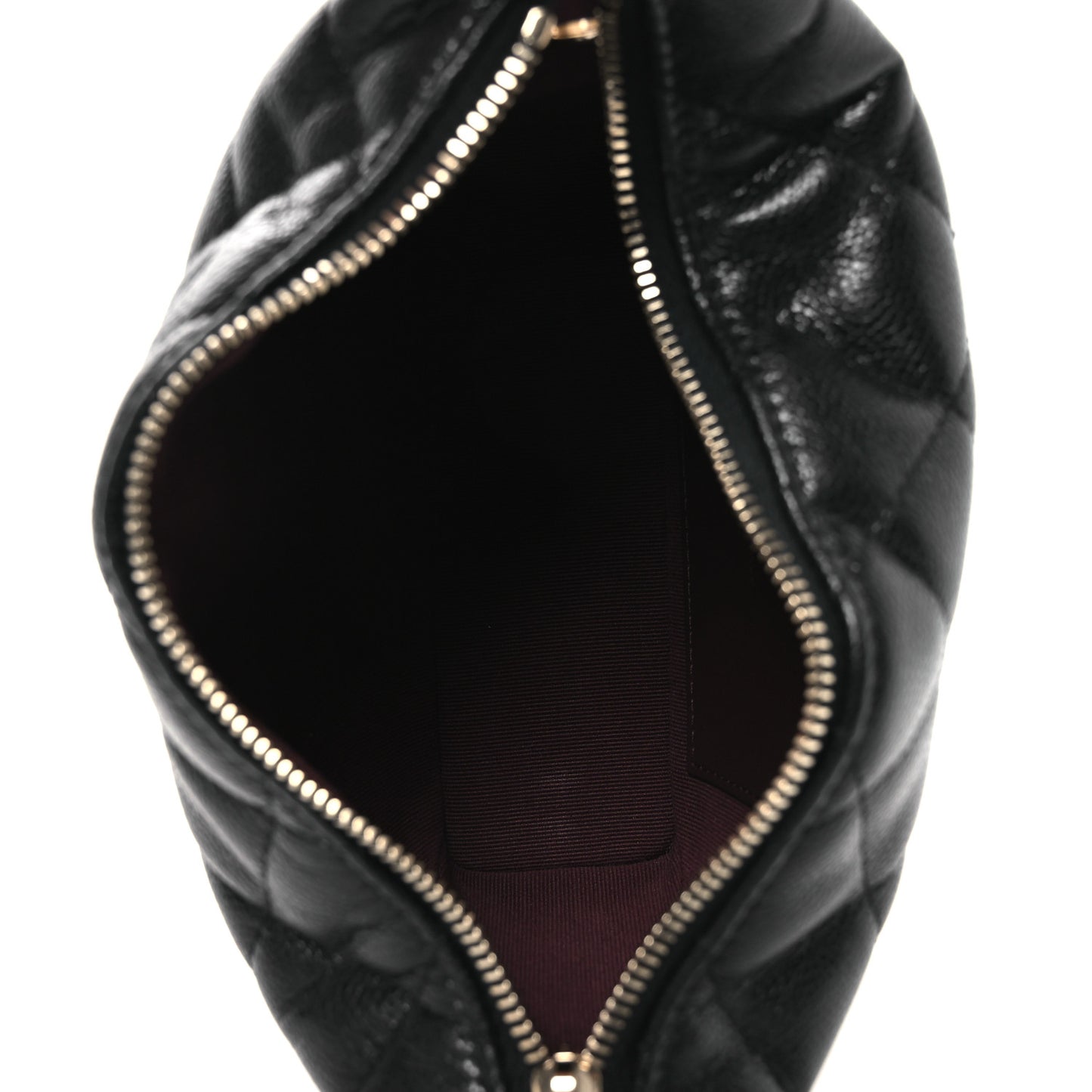 Caviar Quilted Hobo Clutch With Chain Black