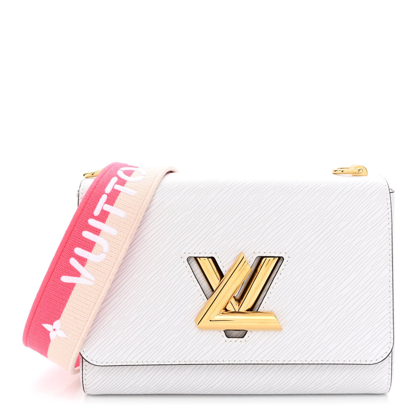 Epi Twist Shoulder Bag MM White Pink