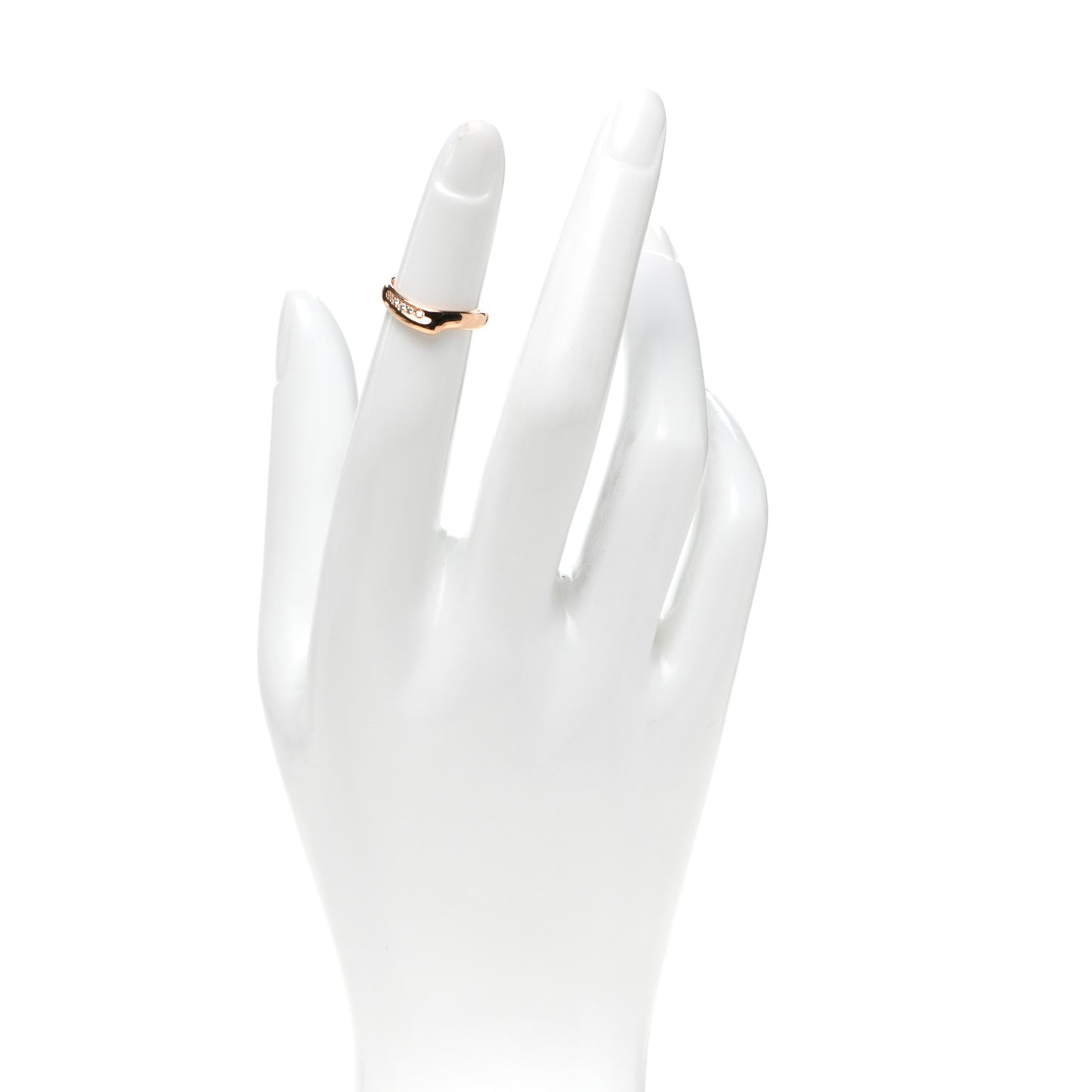 18K Rose Gold Diamond Elsa Peretti Open Heart Band Ring 45 3.5