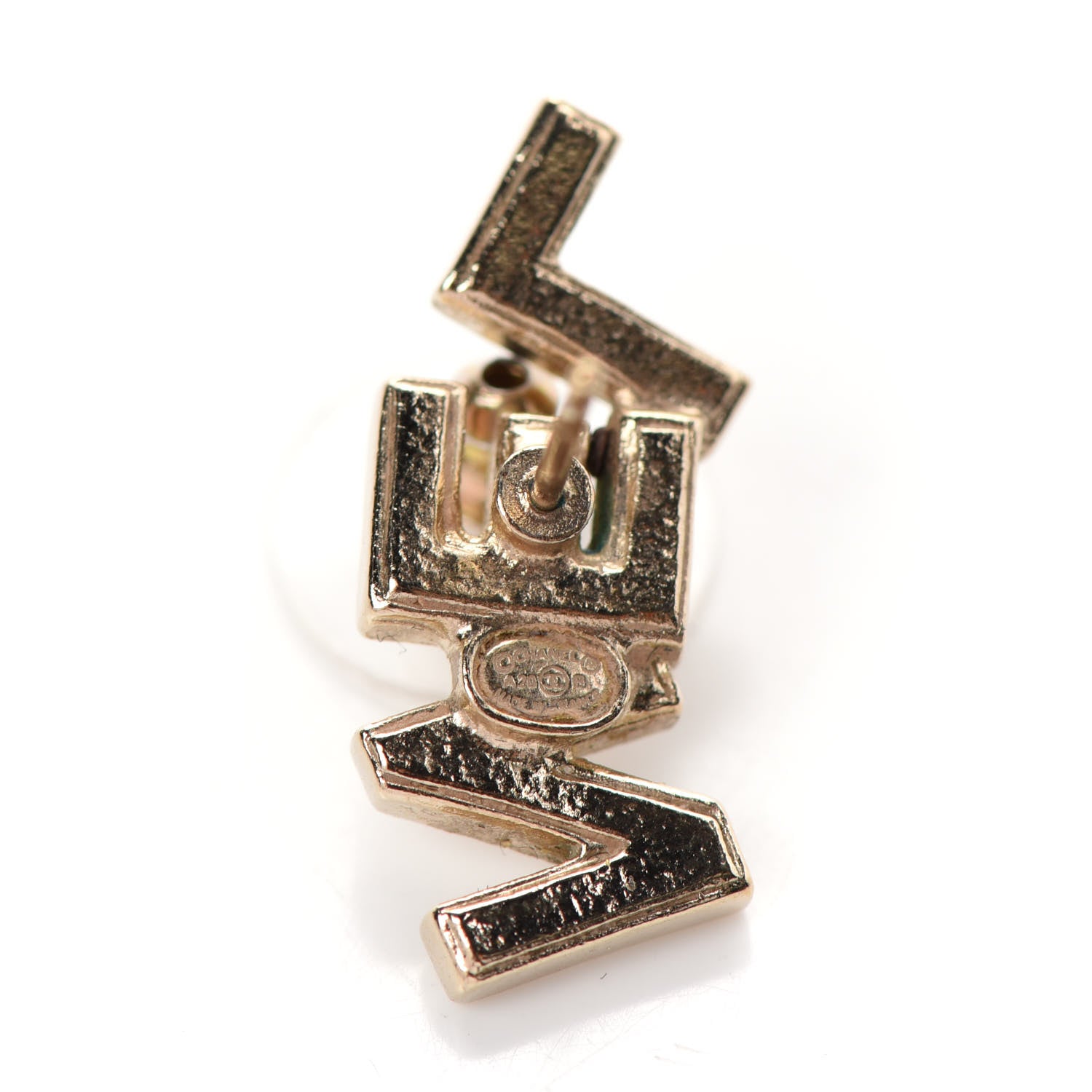 Chanel Crystal Pearl Signature Stud Earrings Gold 4 of 4