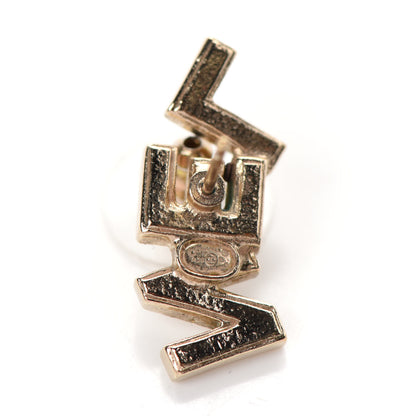Chanel Crystal Pearl Signature Stud Earrings Gold 4 of 4