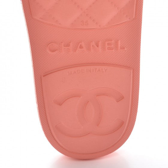 Chanel Rubber CC Flat Slide Sandals 35 Orange Pink 8 of 11