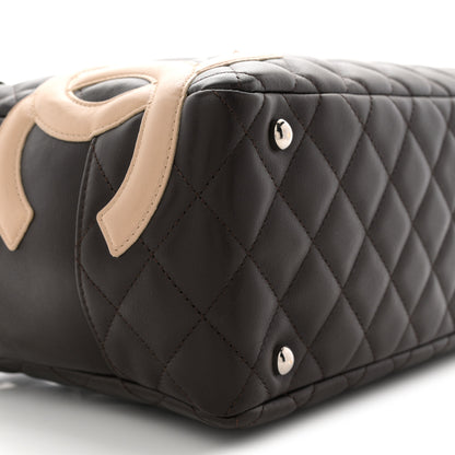 Chanel Calfskin Quilted Cambon Large Bowler Brown Beige 17 of 21