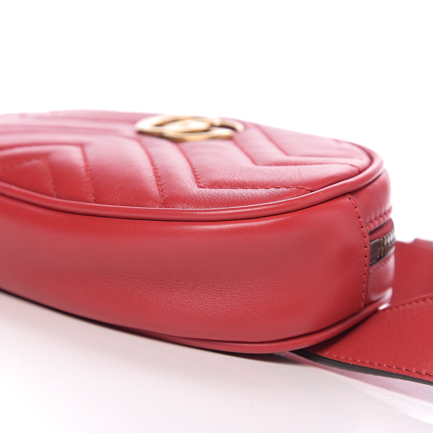 Gucci Calfskin Matelasse GG Marmont Belt Bag 95 38 Hibiscus Red 9 of 9