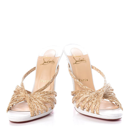 Christian Louboutin Paille Kid Rafimule 120 Slide Sandals 39 Natural White 6 of 10