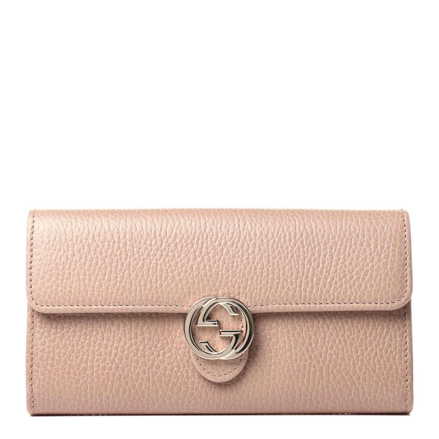 Dollar Calfskin Interlocking G Continental Wallet Camelia
