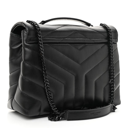 Saint Laurent Calfskin Y Quilted Monogram Monochrome Small Loulou Chain Satchel Black 3 of 9
